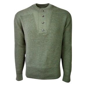 J BRAND MEN'S SWEATER ITALIAN PATTERN WOOL MILITAR GREEN PULLOVER LARGE MSRP268$